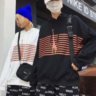 Couple Matching Giraffe Print Striped Hoodie