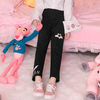 Swan Print Straight Cut Pants