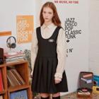 Buckle-trim Pleated Jumper Dress Black - One Size