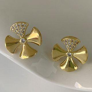 Windmill Rhinestone Glaze Alloy Earring 1 Pair - 14k Gold - One Size