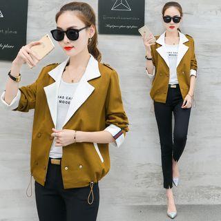 Double Breasted Color Panel Trench Coat