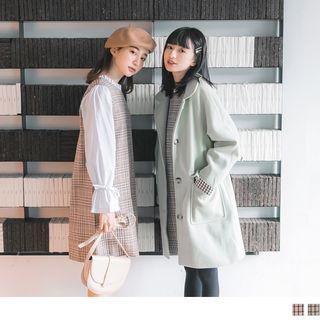 Contrast Trim Mock Two Piece Tweed Dress