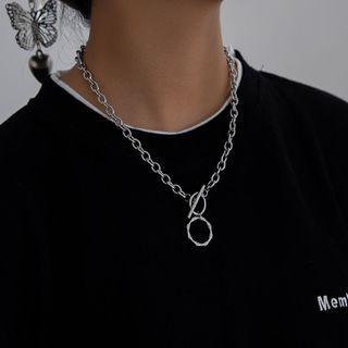 Couple Matching Hoop Pendant Chain Necklace As Shown In Figure - One Size