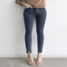 Cutout Detail Washed Skinny Jeans