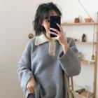 Color Block Collared Sweater / Turtleneck Sweater