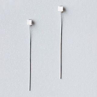 Square Sterling Silver Earring 1 Pc - Silver - One Size