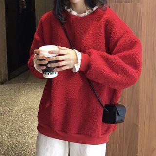 Lace Panel Fleece Pullover