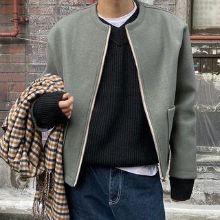 Plain Zip-up Cropped Jacket