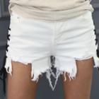 Lace-up Cutout-hem Hot Pants