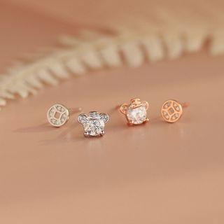 Asymmetrical Rhinestone Tiger Stud Earring