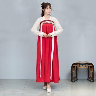 Long-sleeve Hanfu Top / Maxi Dress / Scarf / Set