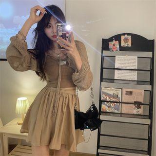 Balloon-sleeve Knit Top / Tank Top / Mini A-line Dress