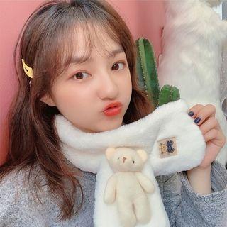 Bear Accent Chenille Scarf White Bear - One Size
