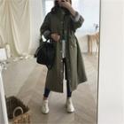 High-neck Drawstring-waist Long Parka