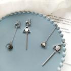 Non-matching Bead Triangle & Bar Dangle Earring As Shown In Figure - One Size