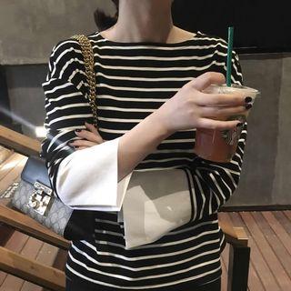 Stripe Drop-shoulder Panel T-shirt
