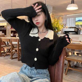 Peter Pan Collar Buttoned Cardigan