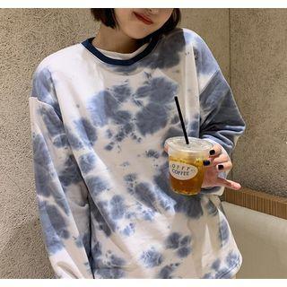 Long-sleeve Tie Dye Sweatshirt White - One Size