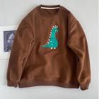 Dinosaur Embroidery Sweatshirt Coffee - One Size