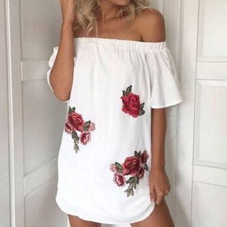 Embroidered Strapless Minidress