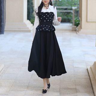 Spaghetti Strap Dot Print Midi Dress