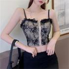 Lace Zip Cropped Camisole Top