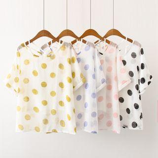 Set: Dotted Short-sleeve T-shirt + Camisole