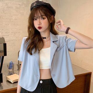 Short-sleeve Plain Cropped Blazer