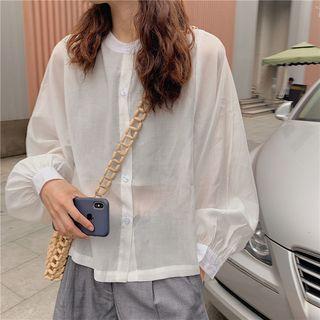 Balloon-sleeve Blouse / Elastic Waist Shorts