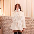 Drawstring-waist Faux-fur Jacket