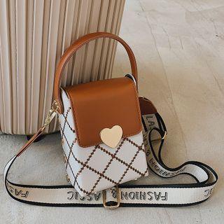 Embroidered Faux Leather Box Crossbody Bag