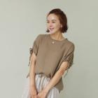 Tie-cuff Drawstring-hem Blouse