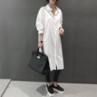 Drop-shoulder Midi Shirtdress White - One Size