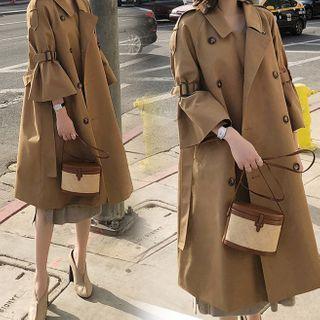 Bell 3/4-sleeve Lapel Long Trench Jacket