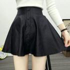 Faux Leather A-line Mini Skirt