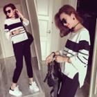 Nursery Set: Striped Zip Top + Slim-fit Pants