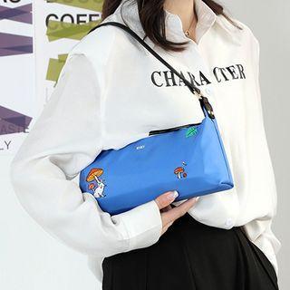 Embroidered Nylon Shoulder Bag