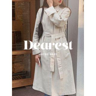Hidden-button Linen Trench Coat With Sash One Size