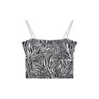 Printed Letter Cropped Tube Top Black - One Size