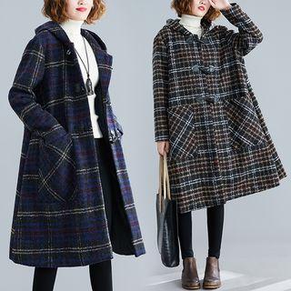 Plaid Hooded Medium Maxi Jacket