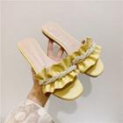 Faux Pearl Studded Ruffled Slide Sandals