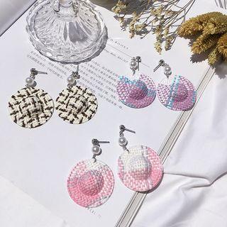 Mini Straw Hat Earring