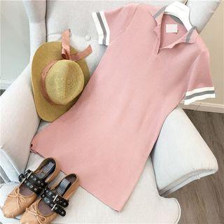 Stripe Short-sleeve Polo Dress