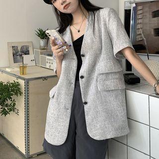 Short-sleeve Gray Wide Blazer Gray - One Size