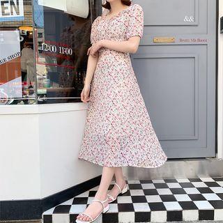 Floral Chiffon A-line Long Dress