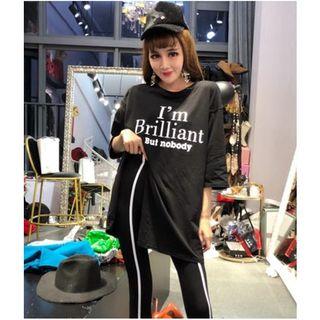 Set: 3/4-sleeve Long T-shirt + Cropped Leggings