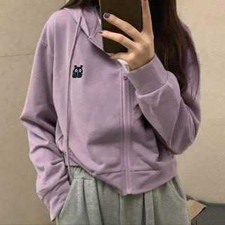 Embroidered Hooded Zip Sweatshirt
