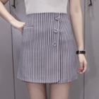 Pinstriped Buttoned Mini Skirt