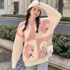 Heart Color Panel Knit Sweater