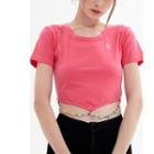 Short-sleeve Beaded Chain Crop Top